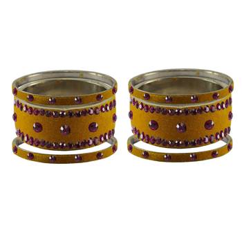 Light Brown  Stone Stud Brass Bangle 2