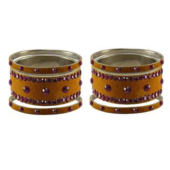 Dark Brown Stone Stud Brass Bangle 2