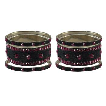 Grey Stone Stud Brass Bangle 2