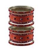 Peach Stone Stud Brass Bangle