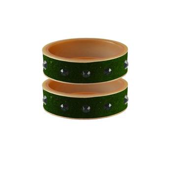 Dark Green Stone Stud Acrylic Bangle 1