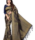 Navy blue woven art silk saree with blouse