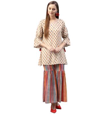 White printed liva tunic and sharara 1