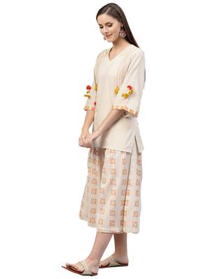 Off-white printed cotton tunic and culottes 4