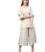 Off-white printed cotton  tunic and culottes