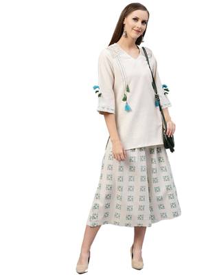 Off-white printed cotton  tunic and culottes 3
