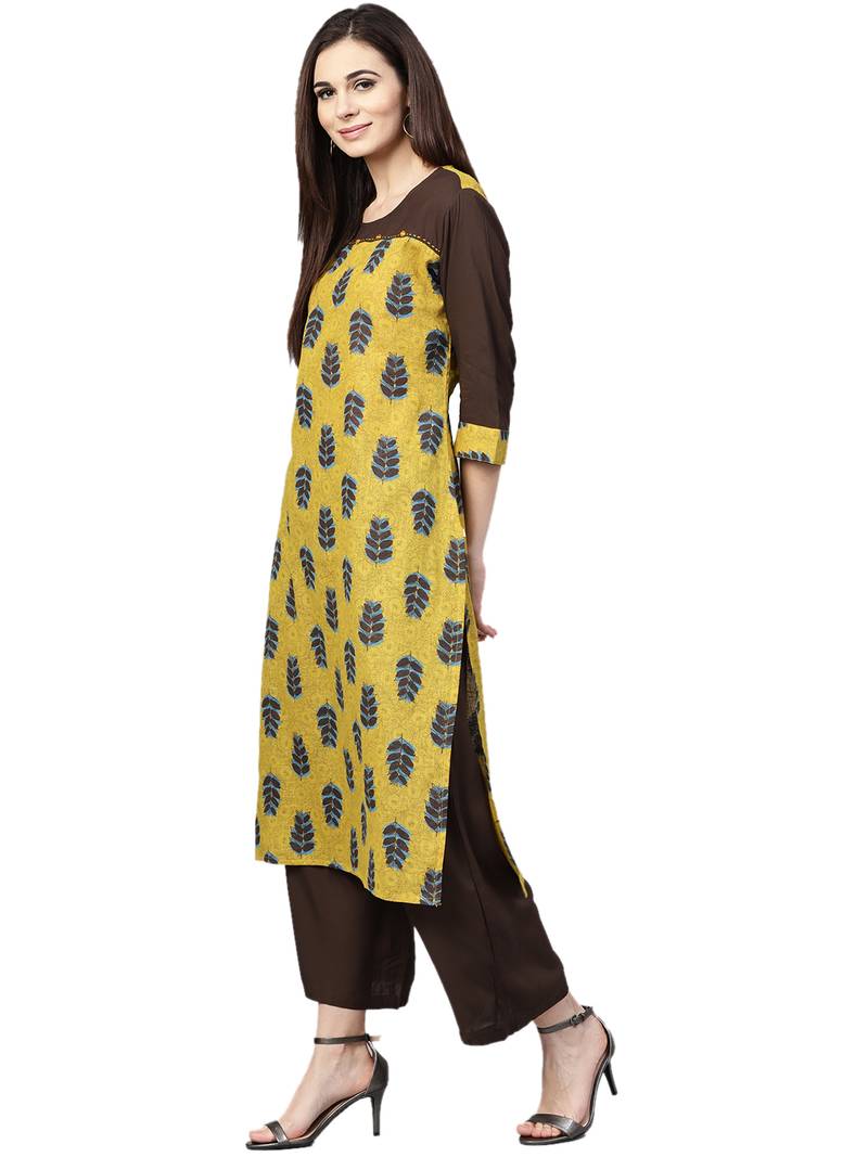 Green printed cotton kurta with palazzo Shree The Indian Avatar 3014521