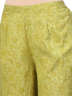 Off-white printed cotton kurta with palazzo and  dupatta 5