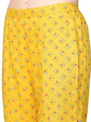 Blue printed liva kurta with tulip trousers 5