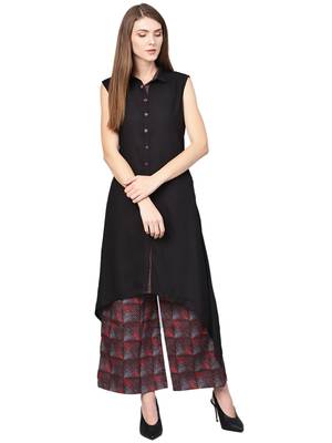 Black printed liva kurta with palazzo 1