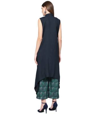 Navy-blue printed liva kurta with palazzo 2