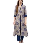 Grey printed liva kurtas-and-kurtis