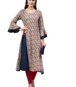 Grey printed liva kurtas-and-kurtis
