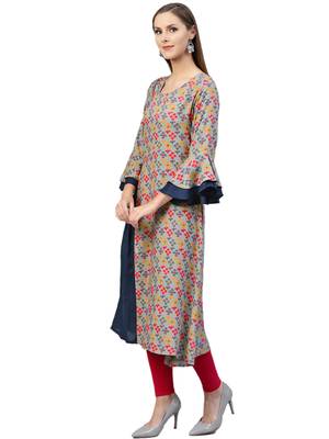 Grey printed liva kurtas-and-kurtis 3