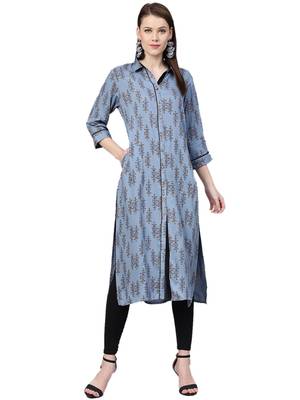 Blue printed liva kurtas-and-kurtis 1