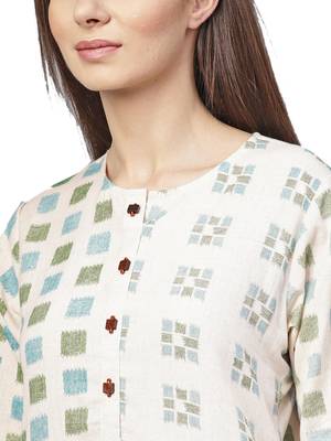 Off-white printed cotton kurtas-and-kurtis 5