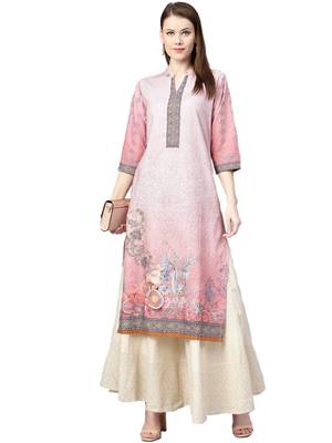Pink printed viscose kurtas-and-kurtis 1