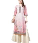 Pink printed viscose kurtas-and-kurtis