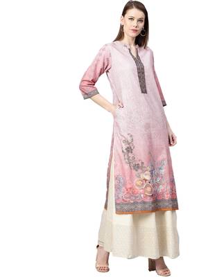Pink printed viscose kurtas-and-kurtis 4