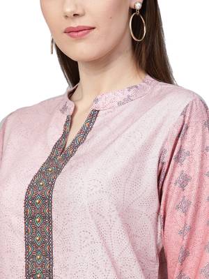 Pink printed viscose kurtas-and-kurtis 5