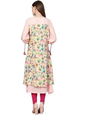 Peach printed liva kurtas-and-kurtis 2
