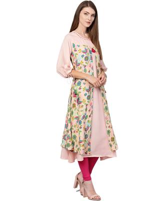 Peach printed liva kurtas-and-kurtis 3