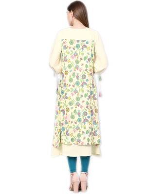 Yellow printed liva kurtas-and-kurtis 2