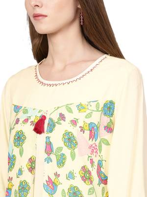Yellow printed liva kurtas-and-kurtis 5