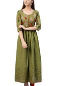 Green printed cotton kurtas-and-kurtis