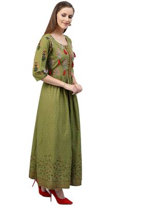 Green printed cotton kurtas-and-kurtis 3