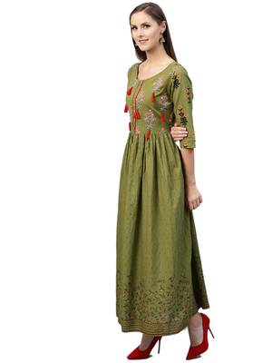 Green printed cotton kurtas-and-kurtis 4