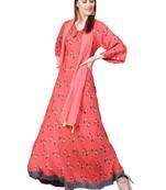 Coral printed liva kurtas-and-kurtis