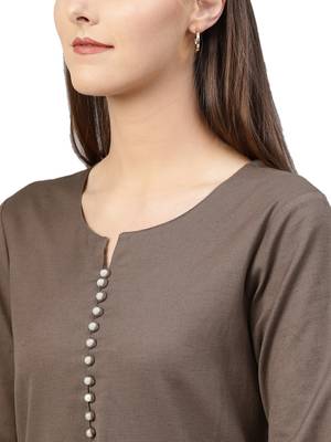 Dark-brown plain cotton kurtas-and-kurtis 5