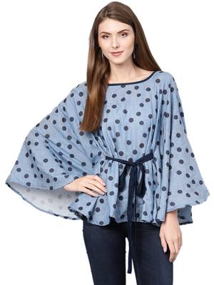 Blue printed cotton top 1