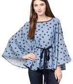 Blue printed cotton top