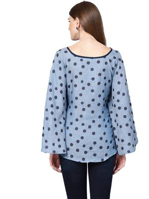 Blue printed cotton top 2