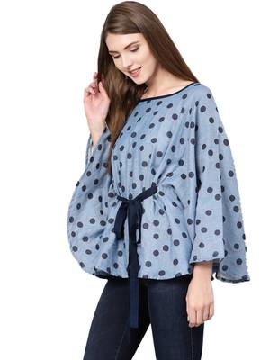 Blue printed cotton top 3