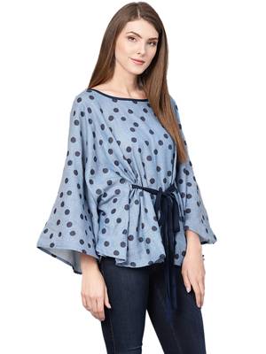 Blue printed cotton top 4
