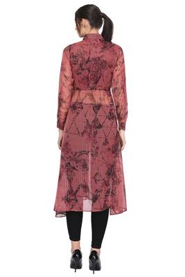 Maroon printed chiffon ethnic-kurtis 4