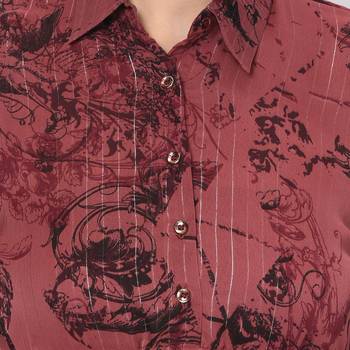 Maroon printed chiffon ethnic-kurtis 5
