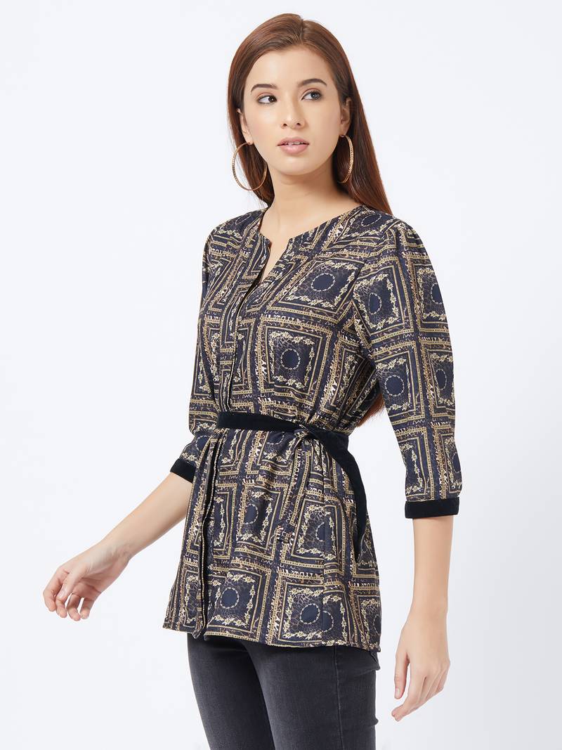 Printed Polyester Top with Decorative Hem 56601 main image 0