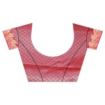 Grey woven banarasi silk saree with blouse 4