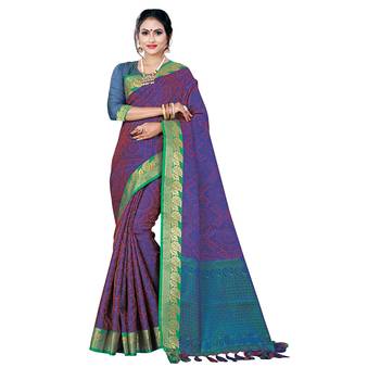 Purple woven banarasi silk saree with blouse 1