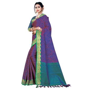 Purple woven banarasi silk saree with blouse 2