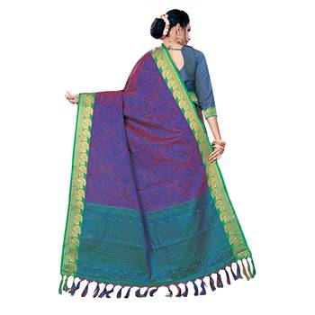 Purple woven banarasi silk saree with blouse 3