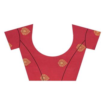 Maroon woven silk blend saree with blouse 4