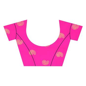 Pink woven silk blend saree with blouse 5