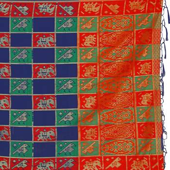 Blue woven banarasi silk saree with blouse 4