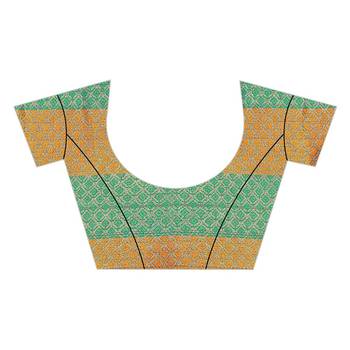 Orange woven banarasi silk saree with blouse 5