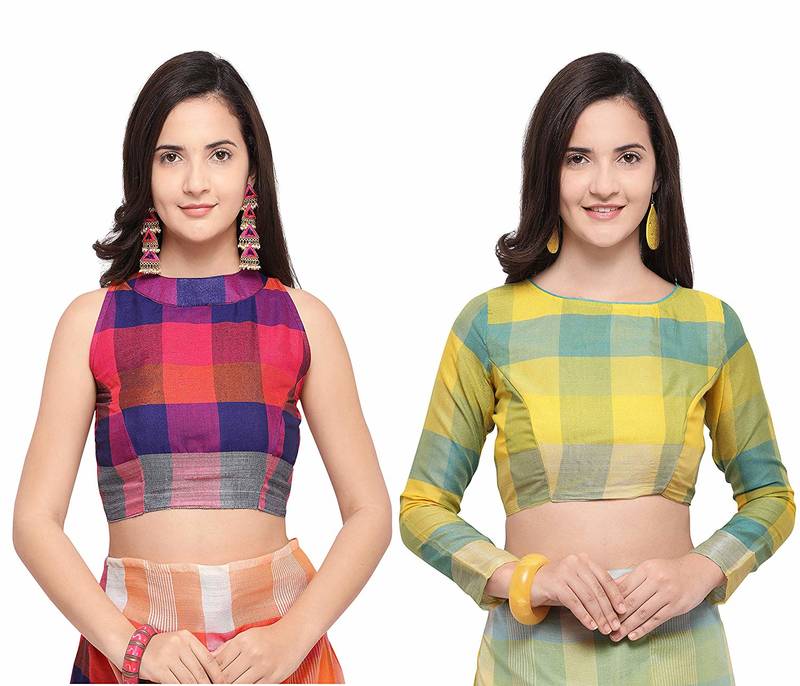 multicolor woven cotton saree with blouse